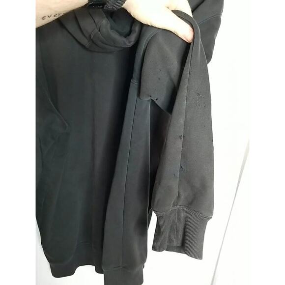 Carhartt Sweatshirt Hoodie Mens Large Thrashed Distressed Black - Picture 9 of 14